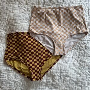 ARQ Organic Cotton High Waisted Underwear Checkerboard Bundle Set of 2 — Size 2X